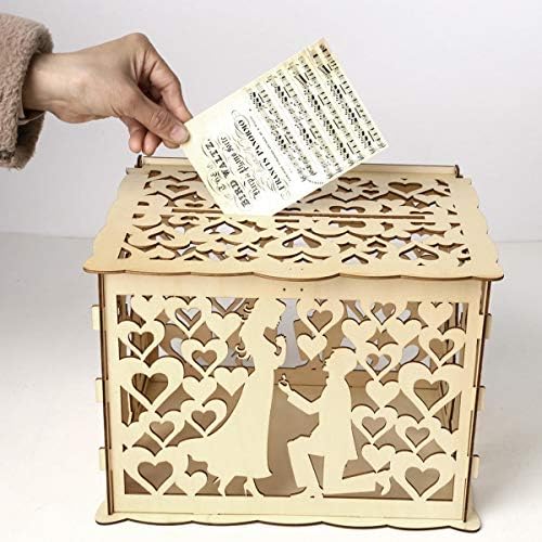 XNTBX Vjenčana čestitka Kutija s drvenim kutijama Zaključavanje svadbene zabave Kućište za ukrašavanje