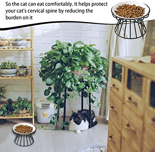 Uzdignuta keramička Zdjela za mačke: mačja ploča pogodna za brkove protiv povraćanja, stalak za zdjelu za povišenu