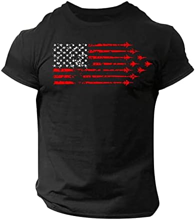 Ruiruilico Muške patriotske majice 4. jula Amerika zastava Ljeto casual kratkih rukava udobne labave