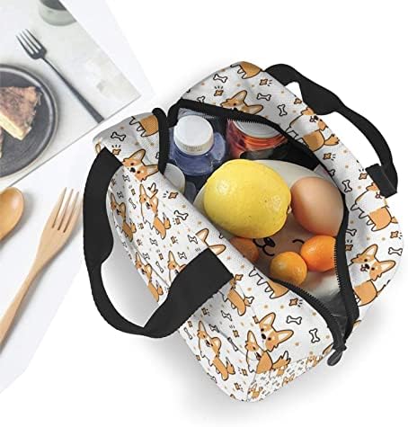 Puppy Corgi torba za ručak izolovana kutija za ručak sa prednjom džepnom torbom za višekratnu upotrebu za kancelarijski