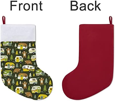 Kamp automobili, medvjedi i šuma Božićne čarape Božićne čarape Pouch House Porodični Xmas Decor