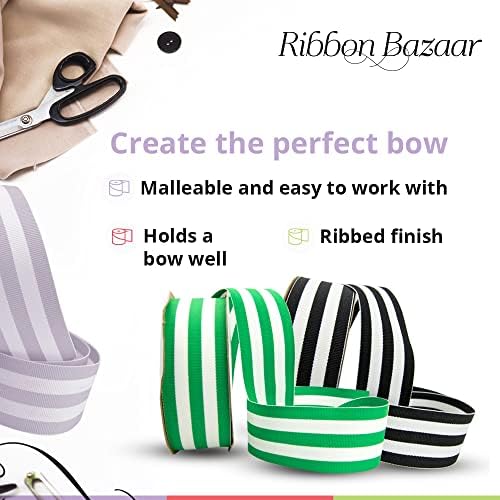 Ripbon Bazaar Mono Striped grosgrain traka od rebrasta tekstura - poliesterska vrpca za omotavanje poklona,