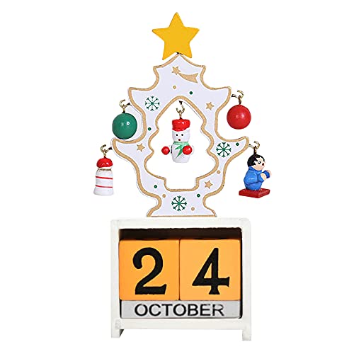 Božić Drveni Odbrojavanje Desk Kalendar Slatka Crtani Snjegović Santa Claus Retro Ručno Uređenje Kućne