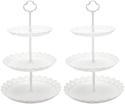 Set od 2pcs 3-tier Cupcake stalka, plastični partijski stalak za desertno voće slatkiši švedski stol za posluživanje
