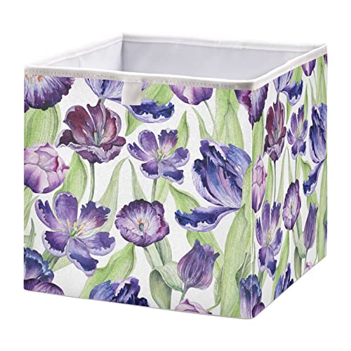 Tulipani Cvijeće Purple Cube Skladištenje bin Skladišta za skladištenje Vodootporne igračke košare