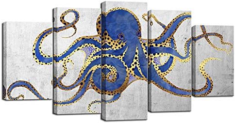 sechars Veliki zid od 5 komada Octopus Canvas wall Art Sažetak slika morskog života štampa