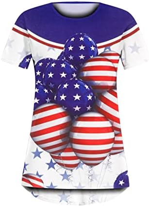 Teen Girls kratkih rukava patriotske zvijezde grafički vrhovi košulje kraljevske vratne ručke prugaste