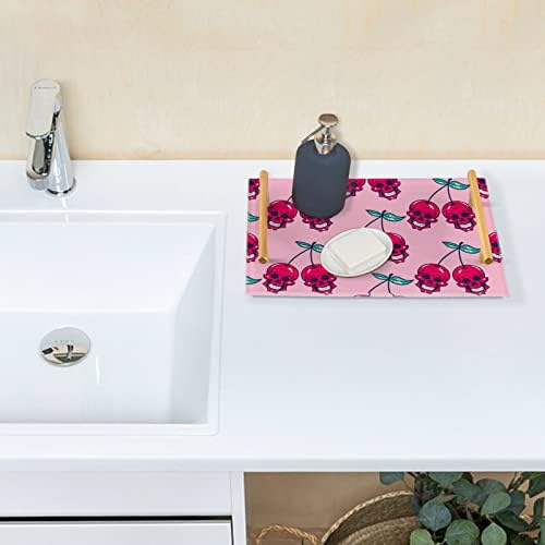 Dallonan akrilni nosač za kupaonice, pravokutna smiješna trešnja šećer ružičasta ukrasna ladica sa zlatnim