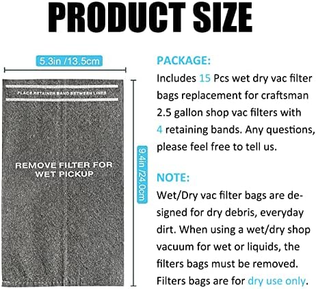 9-38737 Trgovito vrećice za filtriranje kompatibilne sa obrtnim / suhim / suhim / suhim / suhim