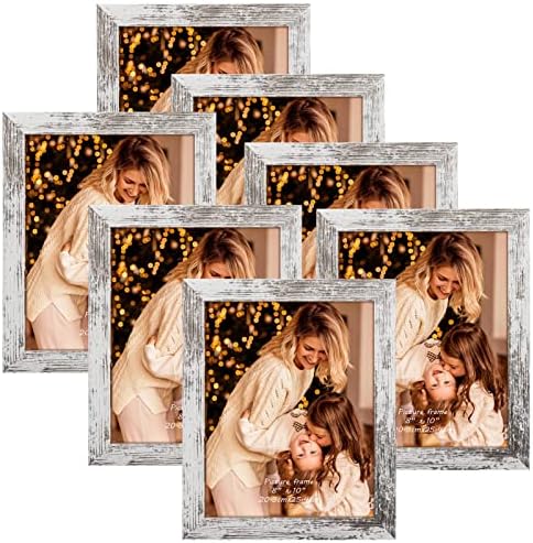 PETAFLOP Okviri za slike 8 do 10 7 paketa, crni 8x10 okviri za fotografije postavljeni za zidnu tablicu vodoravno