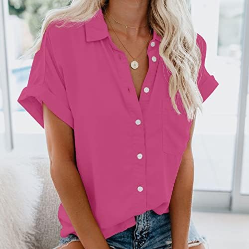 Ženski gumb s kratkim rukavima dolje majica Revel ovratni ljetni labavi bluze casual radne