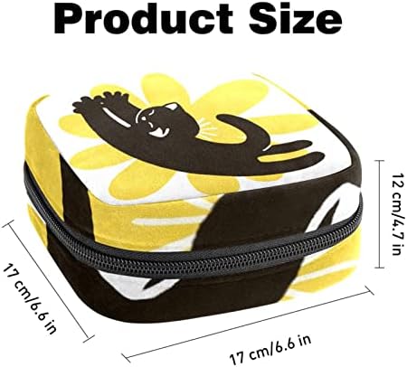 Oryuekan sanitarne kesice za pohranu sa sanitarnim ubrusom, torba za prijenosni period za ženske torbice za menstruaciju, crtana životinja lijepa crna mačka