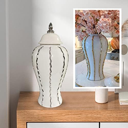 FenterEer keramički ukrasni hram Jar vaza sa poklopcem 8.3x17.7inch orijentalni stil