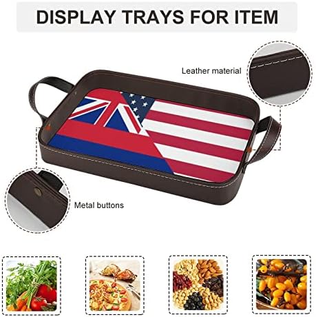 Američka i Havaii Državna zastava Organizator kože organizator posluživačke ladice sa ručkama
