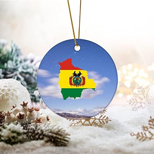 Bolivija Zastava Božić Keramika Ornament Keramika Božić uspomena država dom Božić porculan Ornament 3 inča