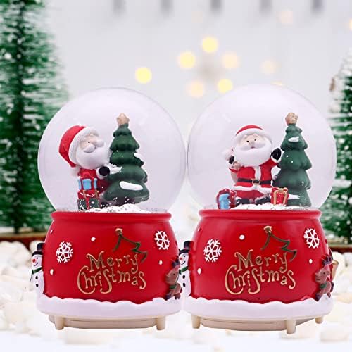 Santa Claus Sning Globe sa šarenom rasvjetnom mini stolnom dekor božićnom glazbu Snjegulj Globe ukras ukras