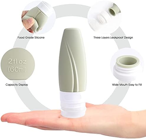 Insfit 2oz Proferirani BPA Besplatno prijenosne silikonske putne boce + blaga mapa sililikonske gumene kalupe