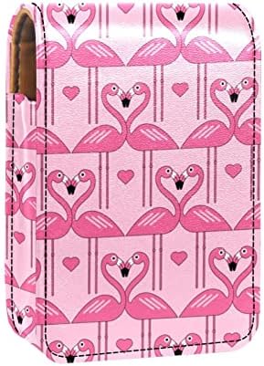 Oryuekan Futrola za ruž sa ogledalom slatka prijenosna torba za šminku Kozmetička torbica, ružičasta flamingo
