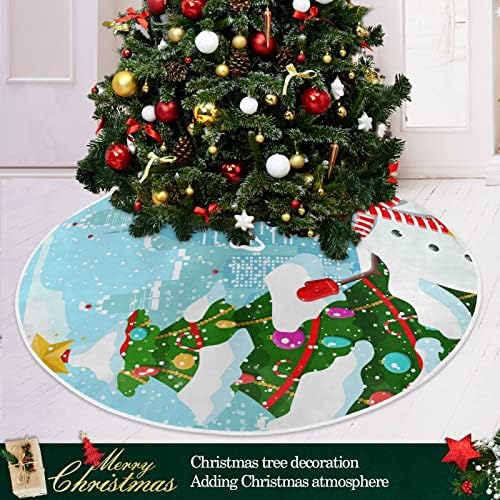 Oarencol Božićni grad Snowman božićno suknje od 36 inča zimskih borova stabla Snowy Xmas Holiday Party Tree Mat