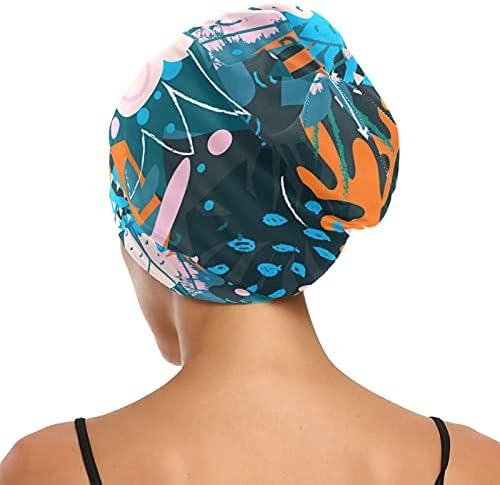 Skubana kapa za spavanje Radni šešir Bonnet Beanies za žene Sažetak umjetnika Slikanje ostavlja tropska
