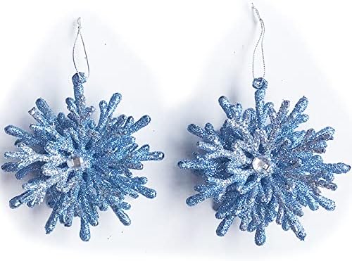 Božić Ornament Set pahuljica svijetloplave svjetlucave vješalice za ukrase za jelku & zanati