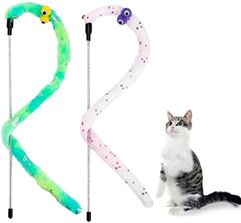 Cat Wand Toys 2pcs Interaktivne mačke za unutrašnje mačke, Cat Rainbow Wind Toys Cat Ribbon Tyy mače igračke