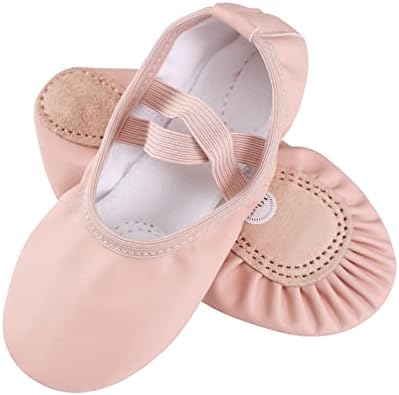 BoxMemory baletne cipele za djevojke, platnene baletne cipele kožne Split Sole Dance cipele, baletske papuče za djevojke za mališane