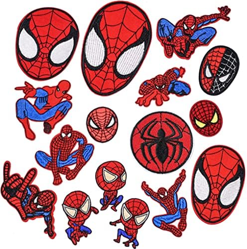 Oenyy 20pcs Dekorativne zakrpe, glačalo na zakrpe za odjeću, izvezeni šivanje na superheroj paukom crtanim