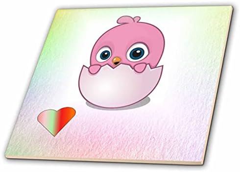 3drose slika divno Pink Baby Chick na gradijent pozadini i srce-pločice