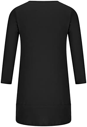 Lmdudan ženski pamučni posteljina haljina modne čvrste boje mini haljine 2023 ljeto 3/4 rukava V izrez