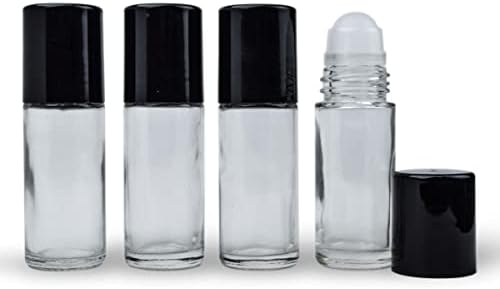 Grand Parfums Clear Staklo Velika boca za punjenje punjenja s sjajnim crnim plastičnim kapicama