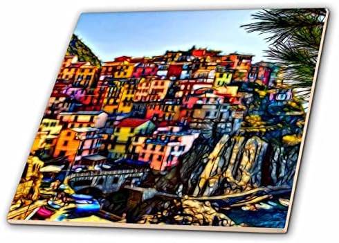 3drose šareni italijanski Obalni grad slika svjetlosti infuzirane slike-pločice