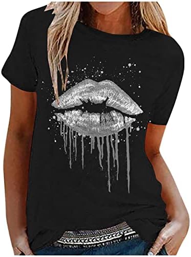 Comigeewa žene Tshirt 2023 kratki rukav Crewneck usne grafički labave Fit opušteno Fit seksi Cyberpunk