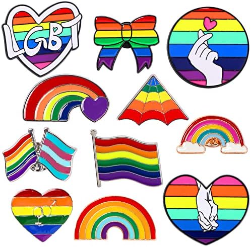 Pride Pins, 12pcs UPins Gay Pride Rainbow Enaml Revel Pin Set LGBT revel Cin Dekoracija za odjeću i torbe