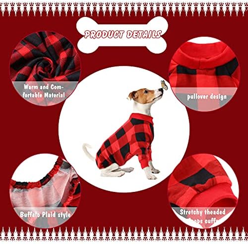 2 komada Buffalo karirani pas Odjeća Božić crna i crvena Puppy pidžama Božić pas Outfit lagana
