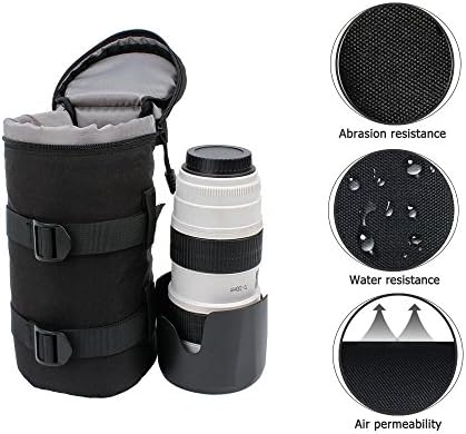 Lxh Crna podstavljena najlonska vodootporna torbica za sočiva kamere za Canon zum objektiv