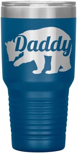 Tata medvjed Tumbler-tata poklon-30oz izolovana gravirana inox Daddy Tumbler Cup Crna