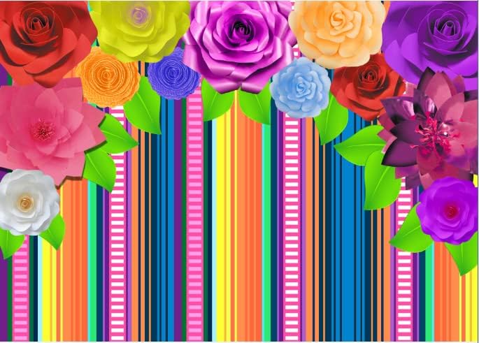 Meksički Fiesta Theme Stripes Backdrop 7x5ft poliester perivi Cinco De Mayo šareni papirni cvijet fotografija