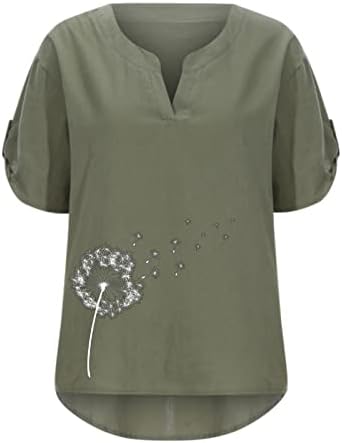 Teen Girls Brunch bluza s kratkim rukavima Vruća s maslačkom izrezom Floral Lood Fit srednjovjekovna bluza
