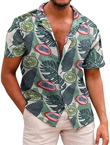 Muške havajske cvjetne košulje pamučno laneno dugme na tropskim majicama za odmor s-XXL