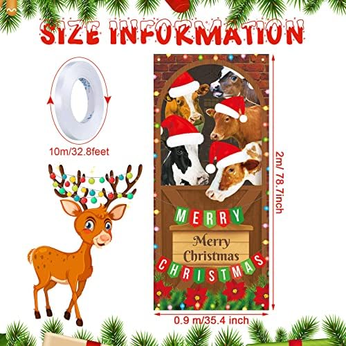 2 komada Farmhouse stil Božićna vrata Funny Santa Horses Psi Banner za božićne ukrase na vratima Viseći