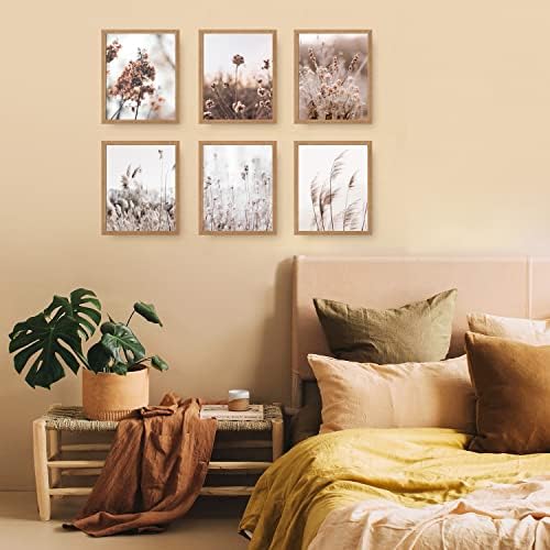 Botanička priroda Wall Art Prints Set od 6 platna Art moderni Posteri cvjetna biljka neutralni
