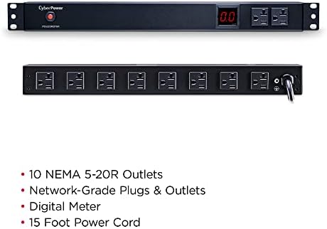 CyberPower PDU20M2F8R mjereni PDU, 100-125V/20A , 10 prodajnih mjesta, 1U Rackmount, 15 nožni kabl za