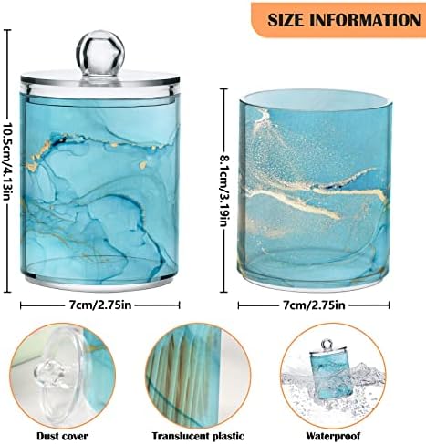 Alaza 4 Pack Qtip Držač Dispenser Mramorni apstraktni tekućina umjetnost Plava kupaonica Organizator Kanistera
