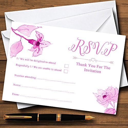 Prekrasna prašnjava ružičasta ribolorska cvijeća personalizirane RSVP kartice