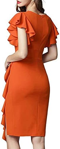 LKPJJFRG žene Casual Ruched wrap Dress 3/4 rukav Business Plus Size Party Dress Ruffle Swing wrap Dress