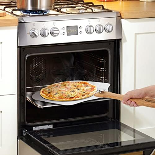 Fnake Aluminium Pizza Peel 12 inča x 14 inča sa nadograđenim rezačem za pizzu - veslo za pizzu sa sklopivom drvenom ručkom - vrhunska Aluminijska lopatica za pizzu Super Peel-pribor za pećnicu za pizzu za kuhinju