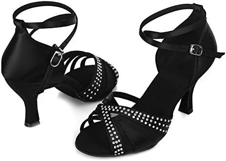 HIPPOSEUS ženske rinestone latino plesne cipele satenske dvorane salsa neto ples za ples, model