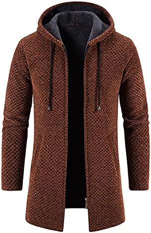 Jakne za muškarce sa kapuljačnim plišanim pletenim pletenim kaputom za pletenje džemper tople čvrste jakne
