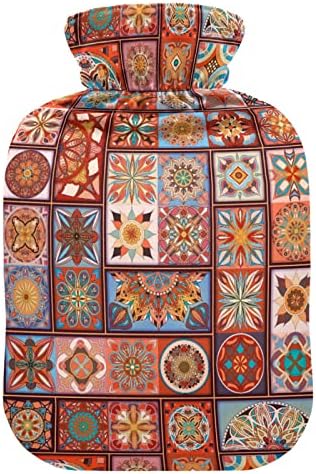 Oarencol Vintage Mandala flaša za toplu vodu Boho Flower karirana torba za toplu vodu sa poklopcem za toplu